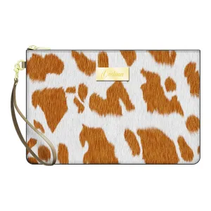 Leopard Print Zip Pouch Wristlet with Top Zipper Closure