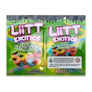 Liit Exotics Sour Neon Rings Mylar Bag 1000 MG