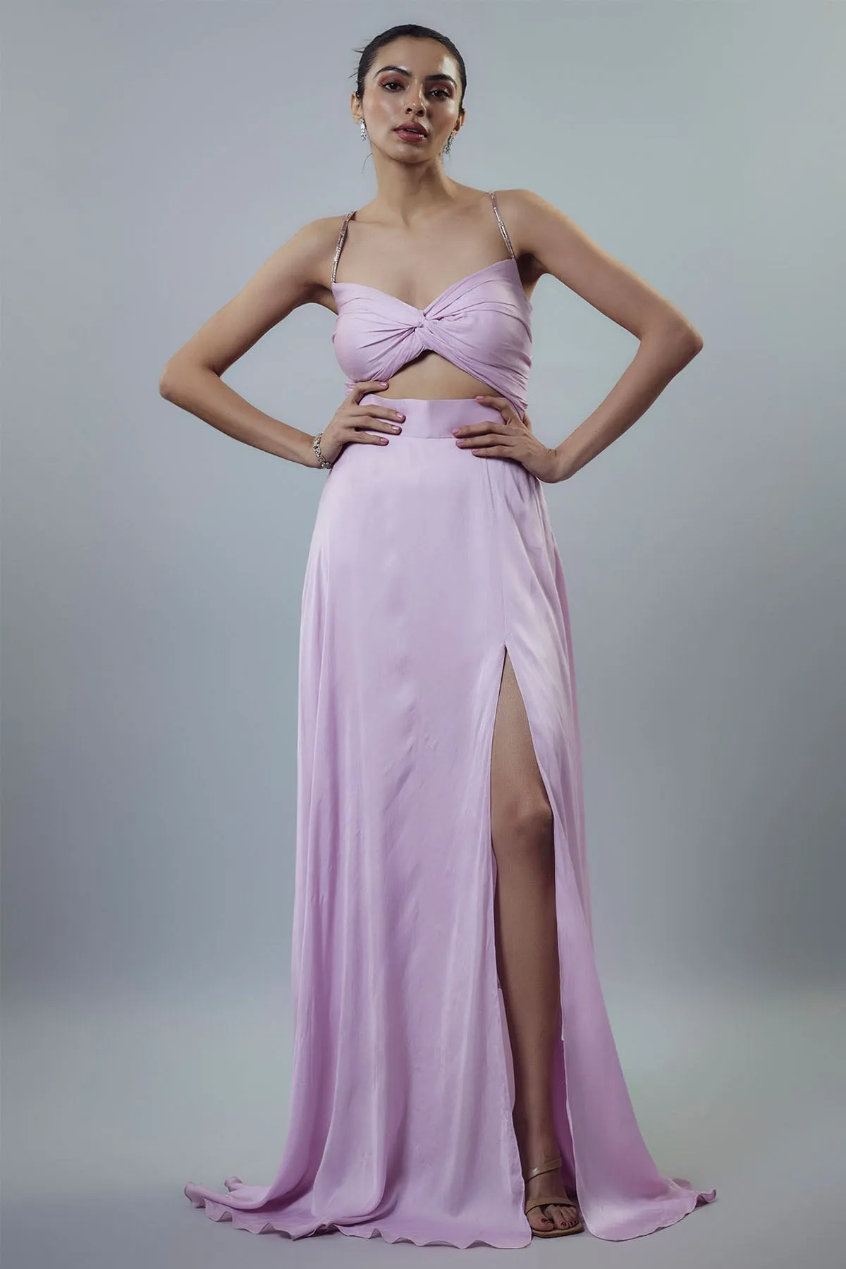 Lilac Embellished Cut-Out Gown