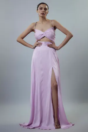 Lilac Embellished Cut-Out Gown