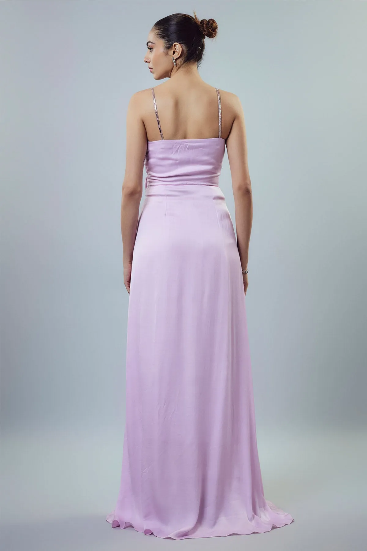 Lilac Embellished Cut-Out Gown