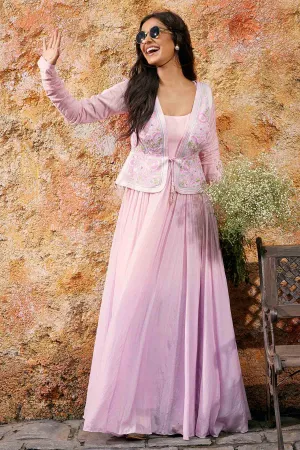 Lilac Waistcoat & Anarkali Set
