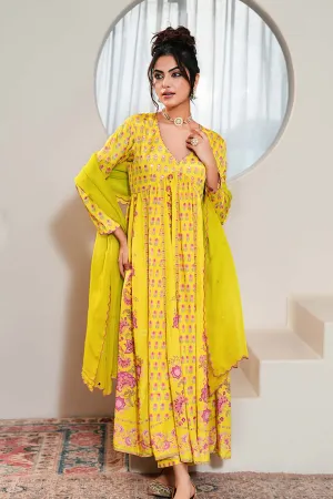 Lime Organza Pearl Work Dupatta