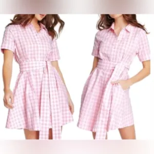 Lisa Marie Fernandez x Target All Cotton gingham dress pink &amp; white color size M