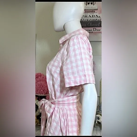Lisa Marie Fernandez x Target All Cotton gingham dress pink &amp; white color size M