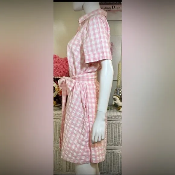Lisa Marie Fernandez x Target All Cotton gingham dress pink &amp; white color size M