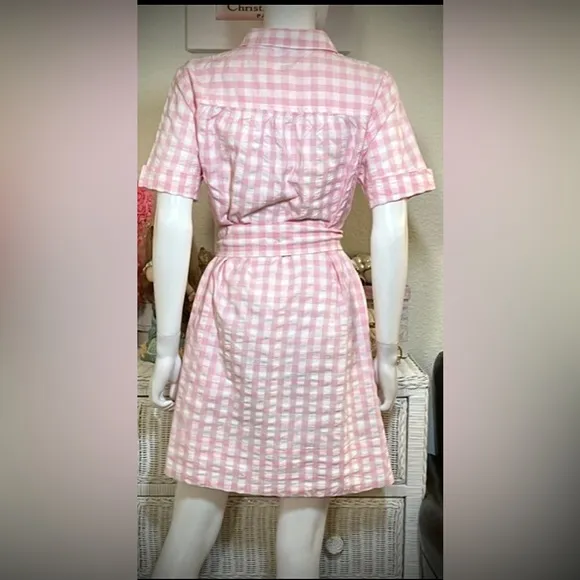 Lisa Marie Fernandez x Target All Cotton gingham dress pink &amp; white color size M