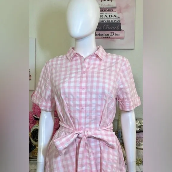 Lisa Marie Fernandez x Target All Cotton gingham dress pink &amp; white color size M