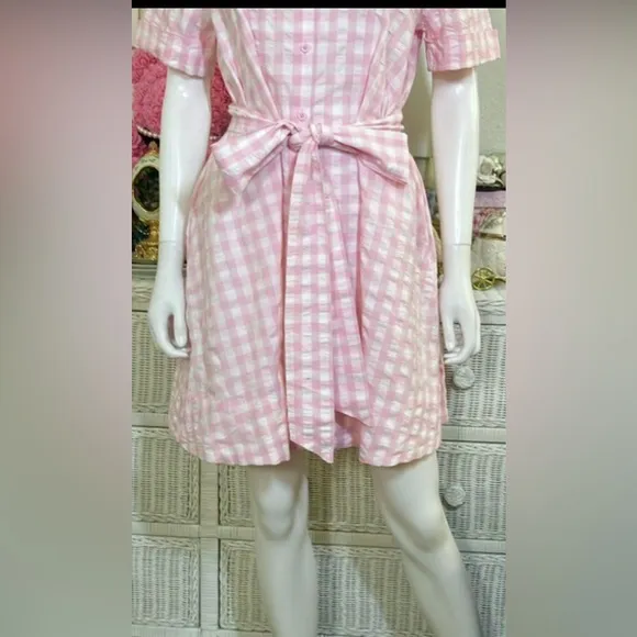 Lisa Marie Fernandez x Target All Cotton gingham dress pink &amp; white color size M