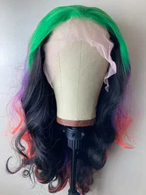 Long Curly Ombre Mermaid Rainbow Lace Front Wigs