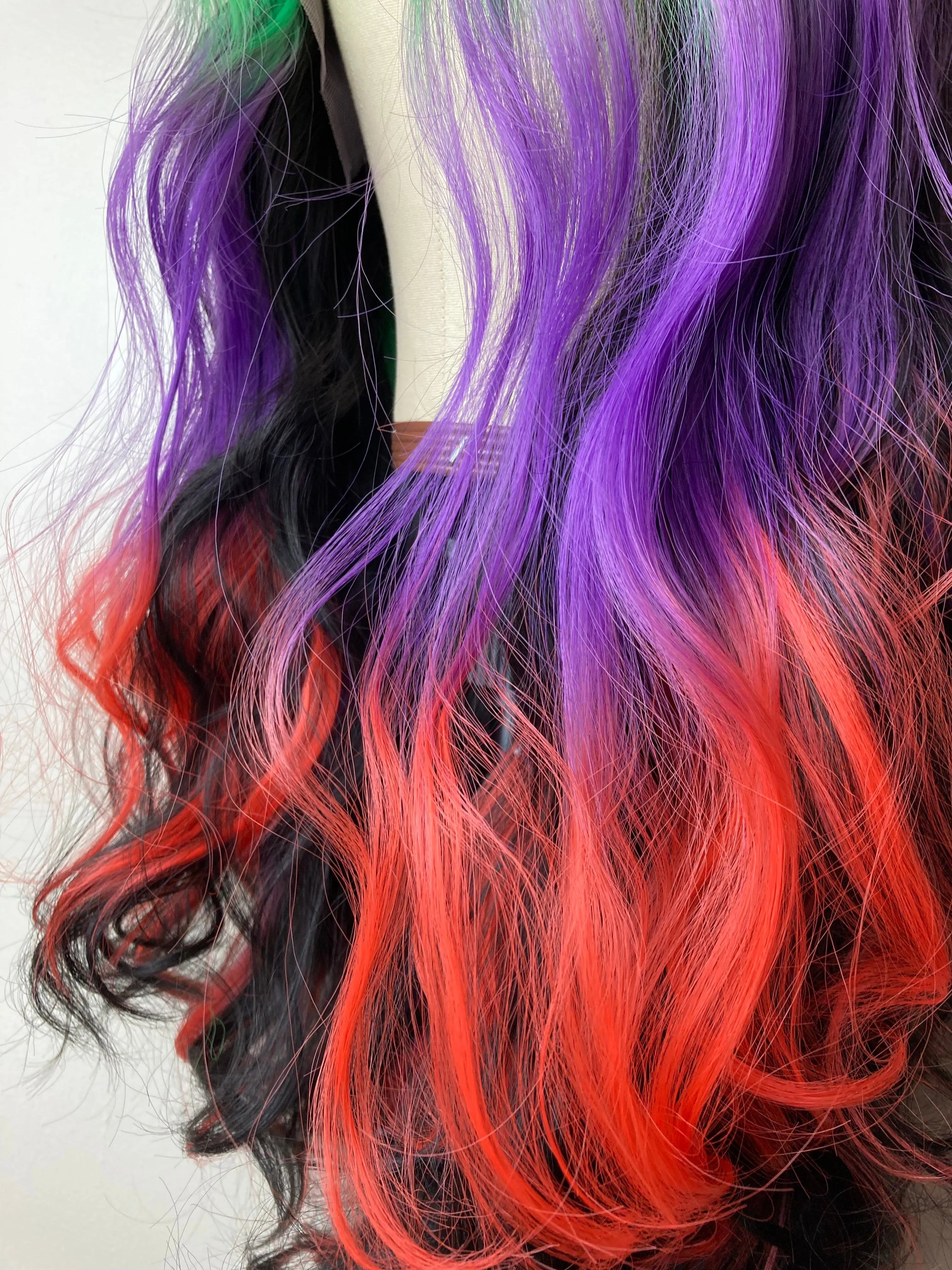 Long Curly Ombre Mermaid Rainbow Lace Front Wigs