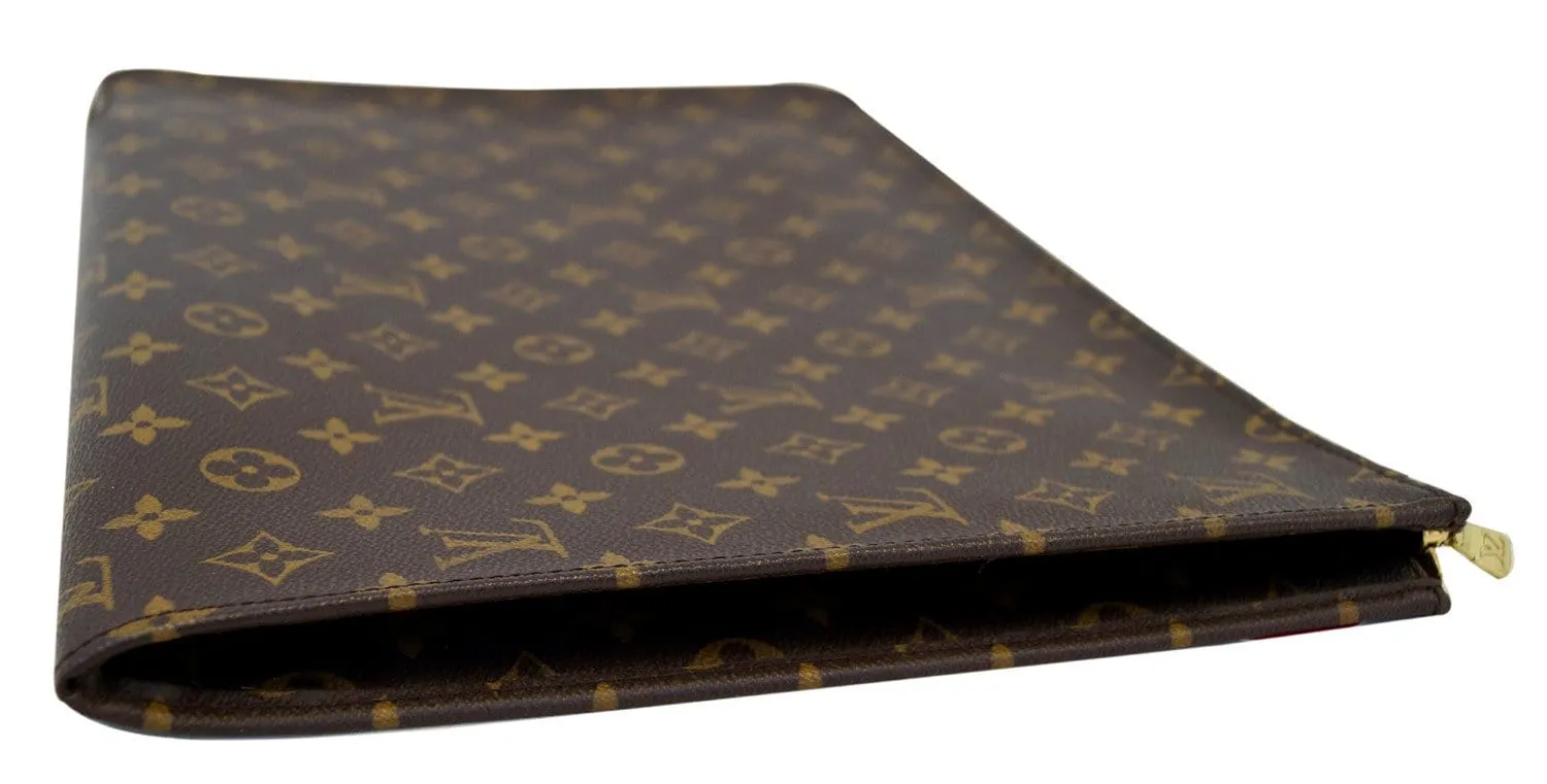 LOUIS VUITTON Monogram Brown Poche Documents Briefcase Clutch