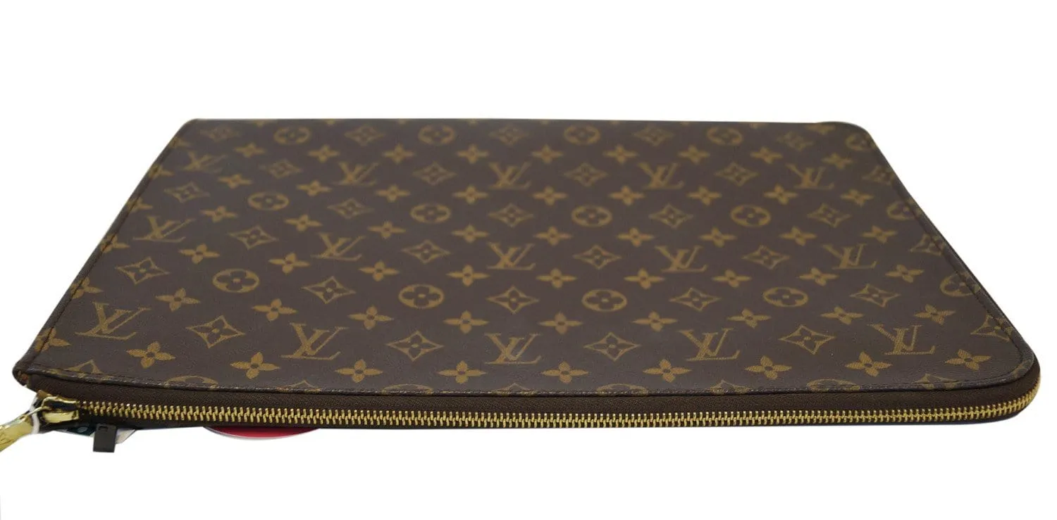 LOUIS VUITTON Monogram Brown Poche Documents Briefcase Clutch