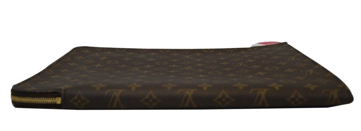 LOUIS VUITTON Monogram Brown Poche Documents Briefcase Clutch