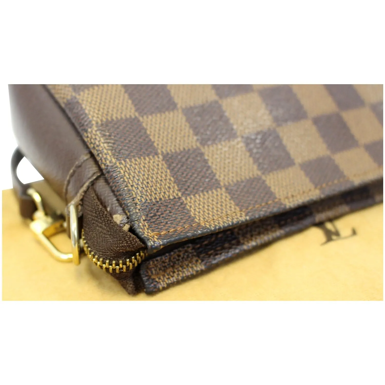 LOUIS VUITTON Truth Damier Ebene Makeup Pouch Bag Brown