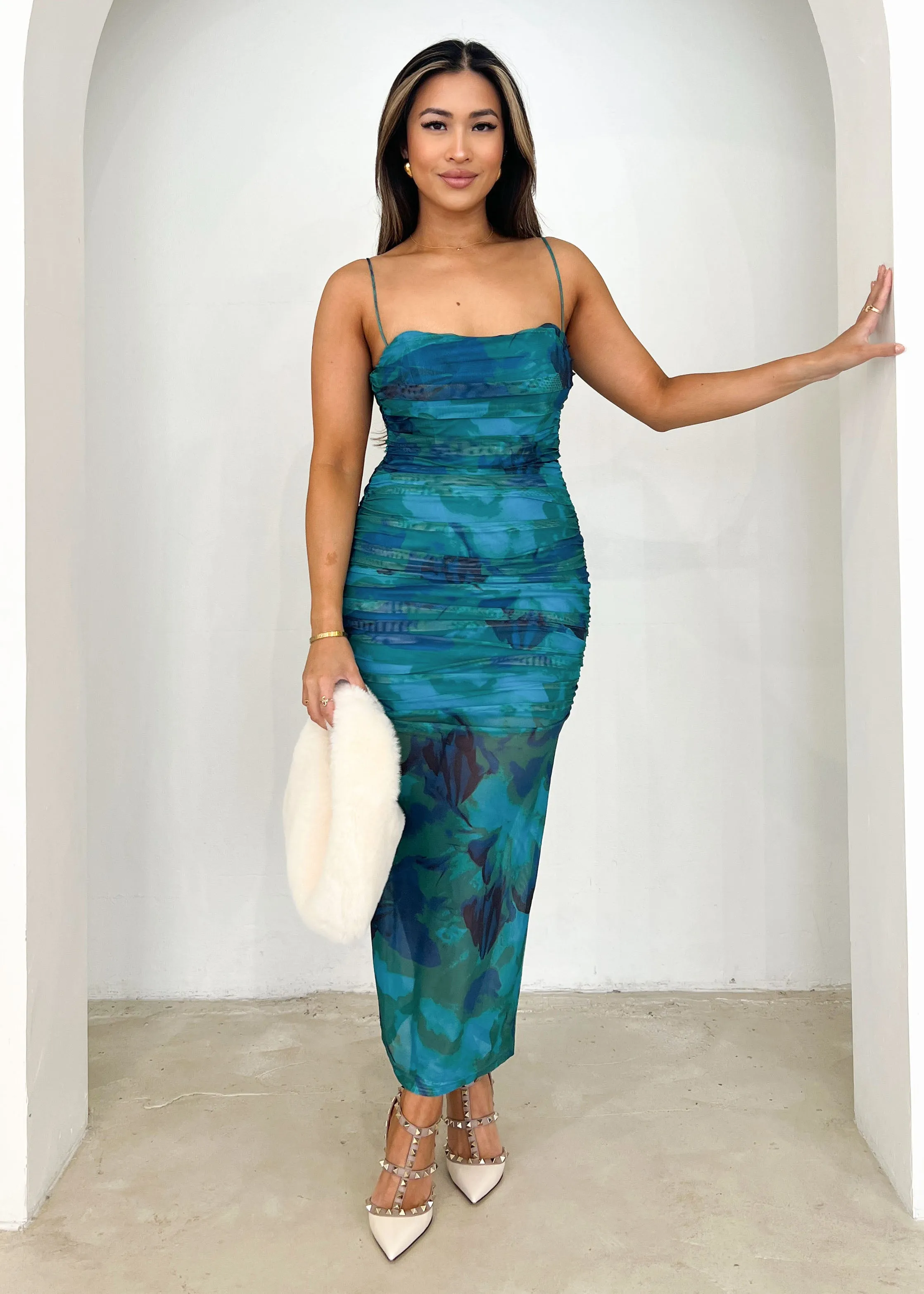 Lynna Midi Dress - Ocean Splash