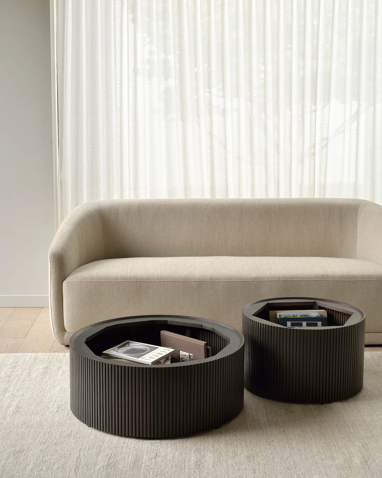 Mahogany Roller Max Dark Brown Round Coffee Table - Varnished