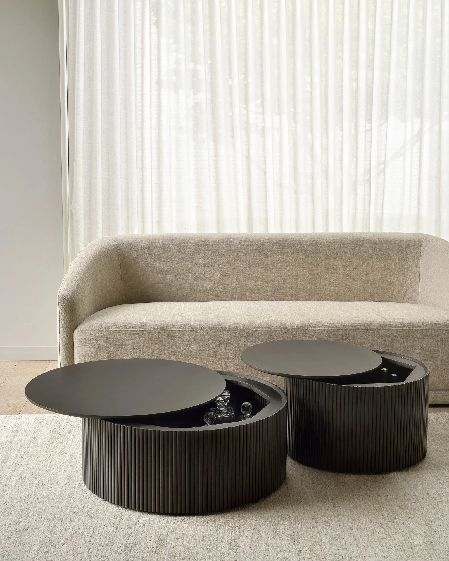Mahogany Roller Max Dark Brown Round Coffee Table - Varnished