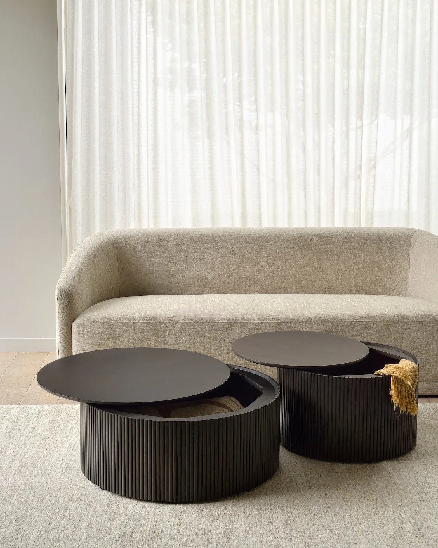 Mahogany Roller Max Dark Brown Round Coffee Table - Varnished