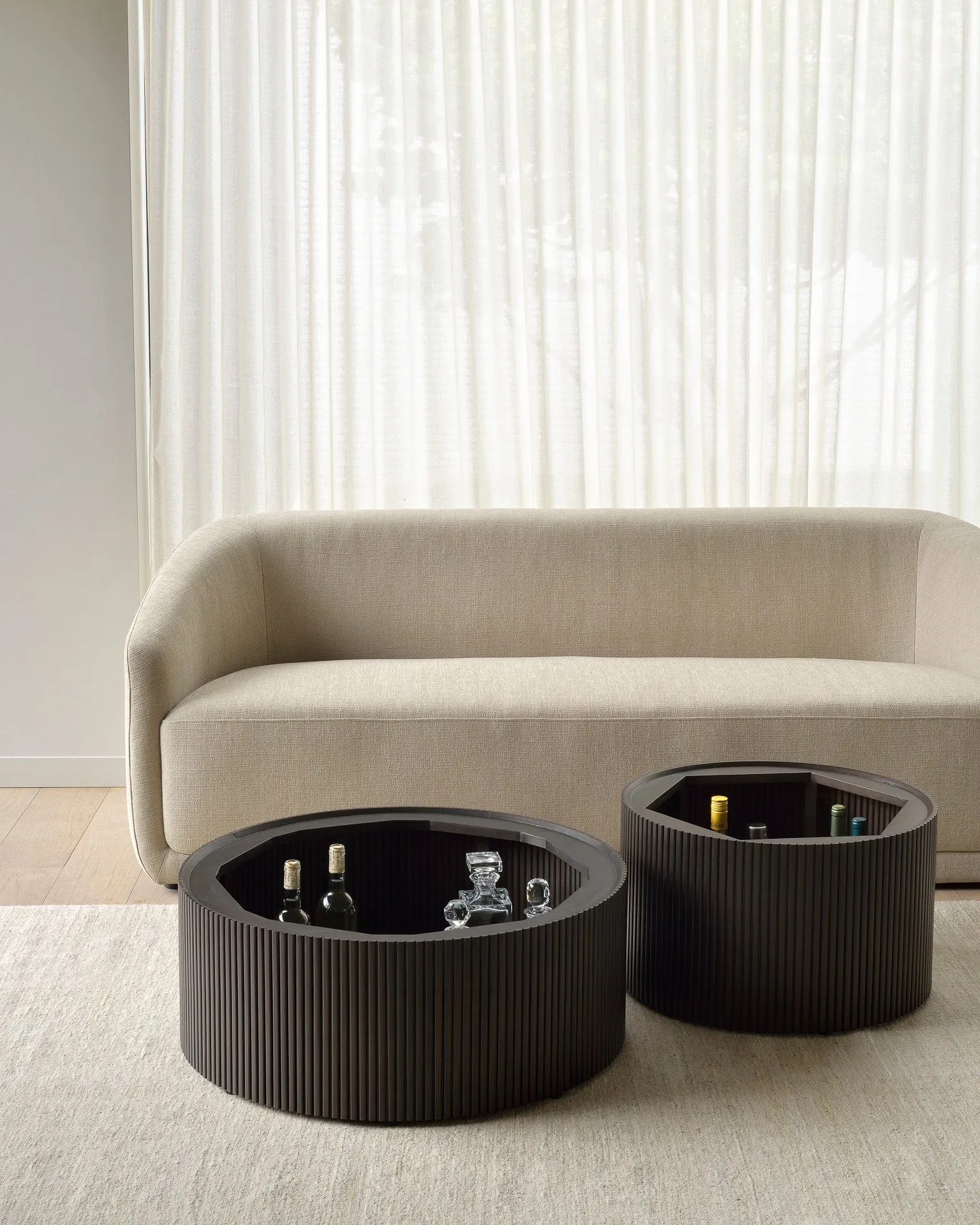 Mahogany Roller Max Dark Brown Round Coffee Table - Varnished