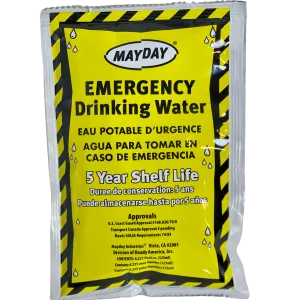 Mayday Emergency Hydration Pouches: 5-Year Shelf Life Water (125 ml/4.225 oz)