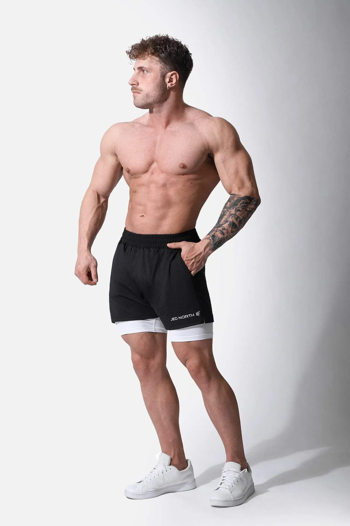 Men's 2-In-1 7" Gym Shorts - Black
