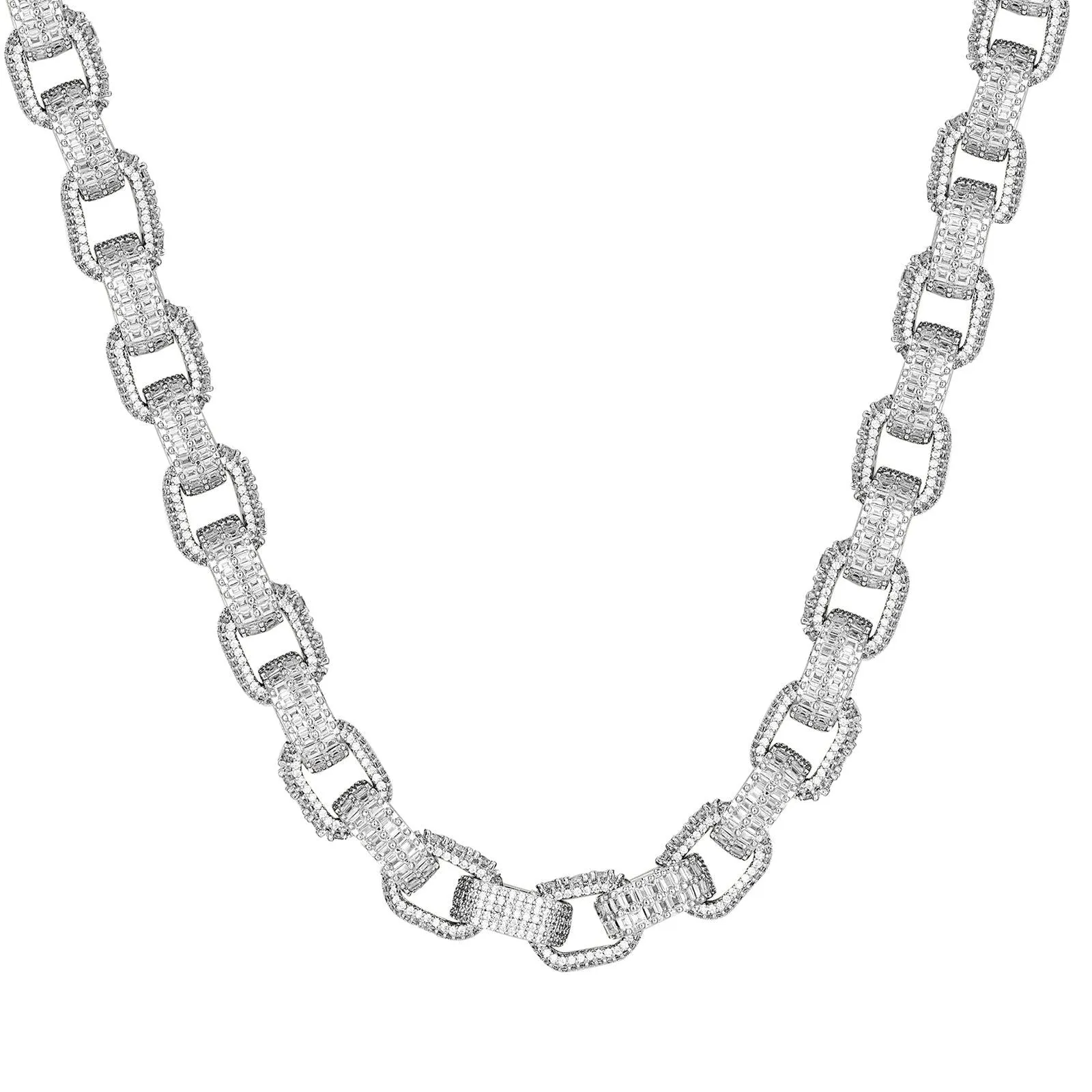 Mens Baguette Double Row Custom Micro Pave Hermes chain
