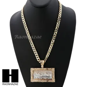 MENS L LAST SUPPER PENDANT & DIAMOND CUT CUBAN LINK CHAIN NECKLACE NN55