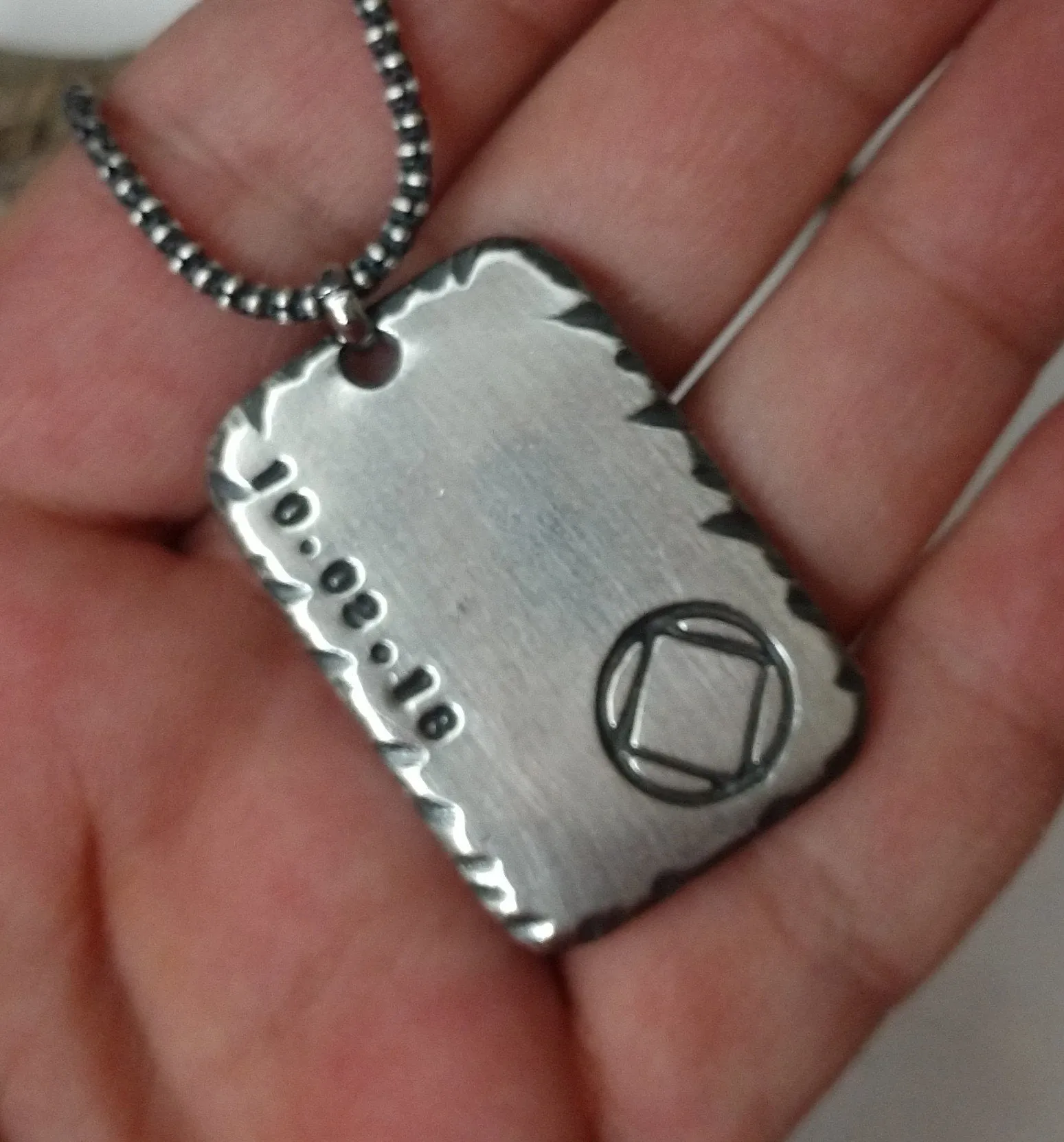Mens Recovery Necklace Pendant | Sterling Silver Personalized AA/NA Pendant