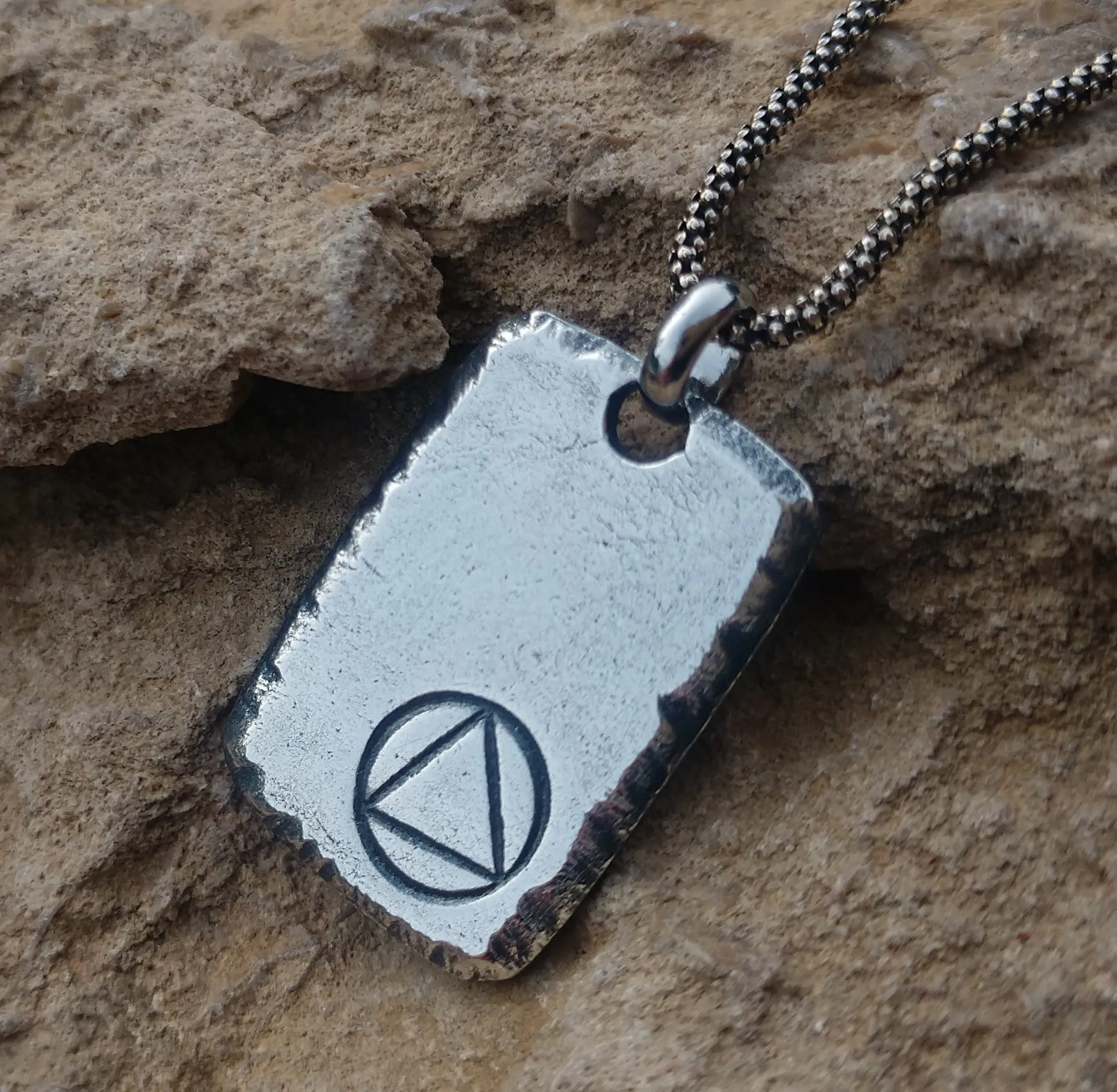 Mens Recovery Necklace Pendant | Sterling Silver Personalized AA/NA Pendant