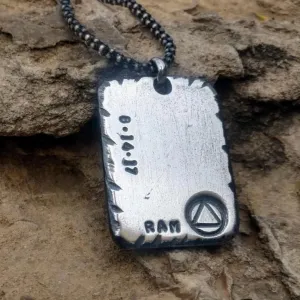 Mens Recovery Necklace Pendant | Sterling Silver Personalized AA/NA Pendant