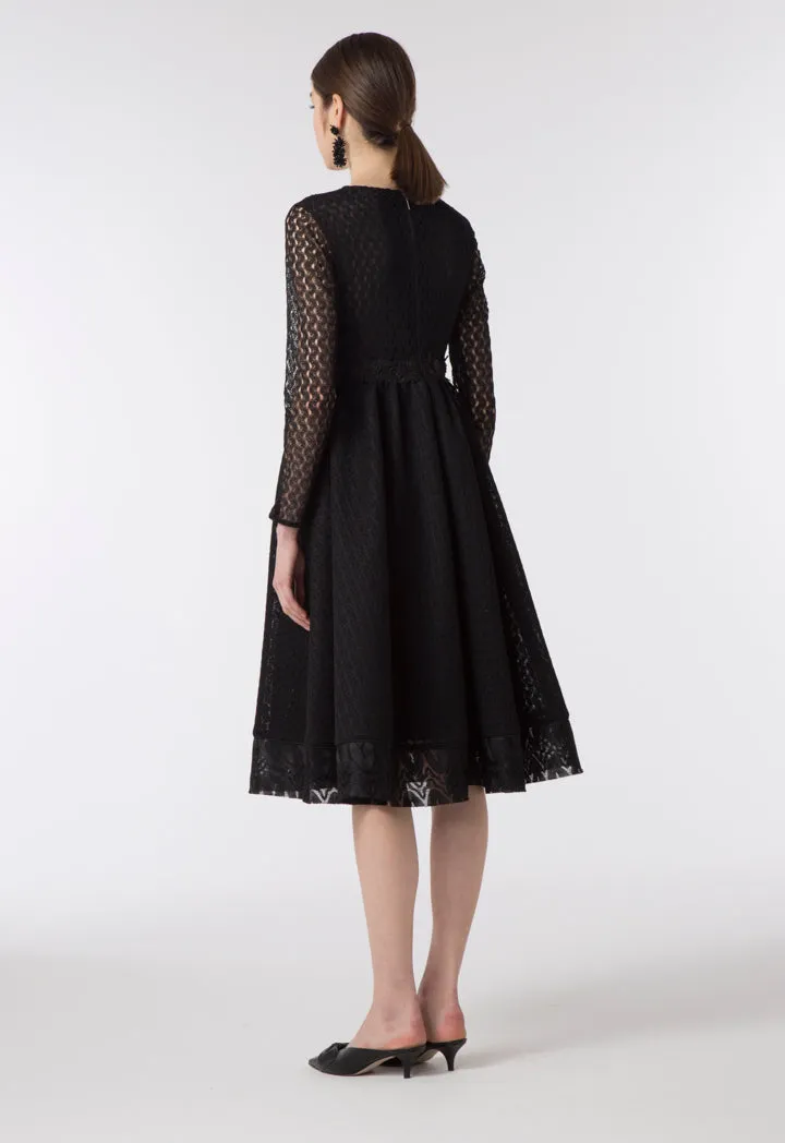 Mesh Embellished Lace Dress