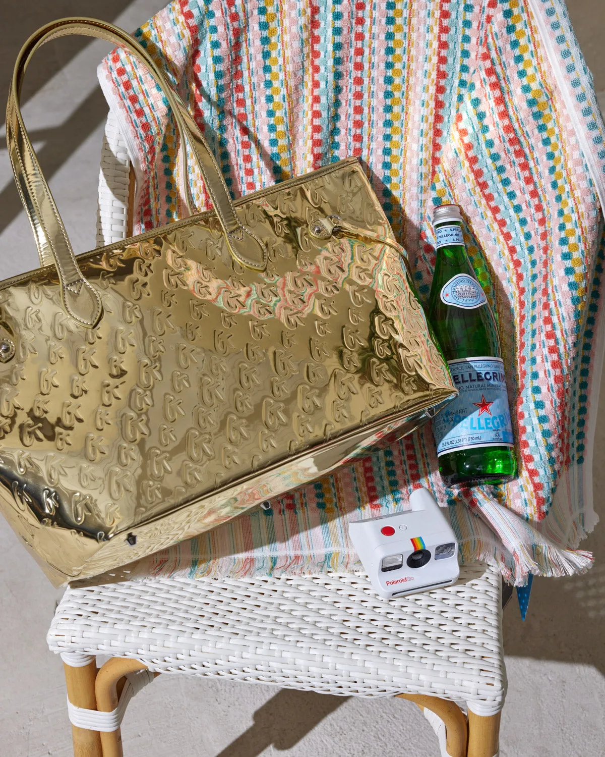 METALLIC MONOGRAM GLAM TOTE - METALLIC GOLD