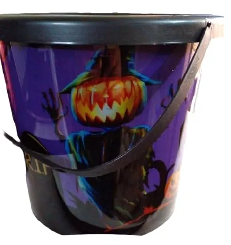 MPS My Party Suppliers 1 pc. Pumpkin Basket with Strap, Candy Jar, Pumpkin Candy Bucket/Basket Halloween Decor, Halloween Pumpkin Bucket Purple, Halloween Candy Basket for Kids, Halloween Decoration