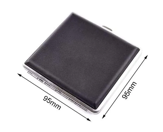 Mullica Stainless Steel and Leather Double Sided Flip Open Extra Slim Metal Cigarette Case Box Holder Holds 20 Cigarettes(Pack of 3)
