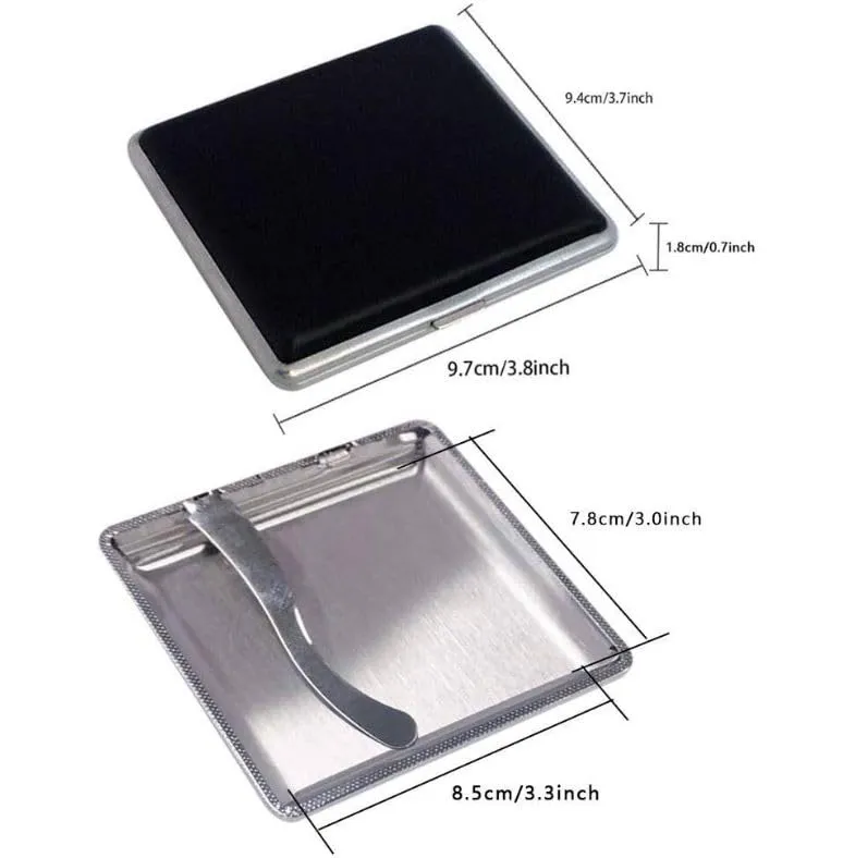 Mullica Stainless Steel and Leather Double Sided Flip Open Extra Slim Metal Cigarette Case Box Holder Holds 20 Cigarettes(Pack of 3)
