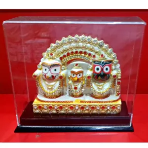 Multi Color Lord Jagannath Balabhadra And Subhadra Marble Statue