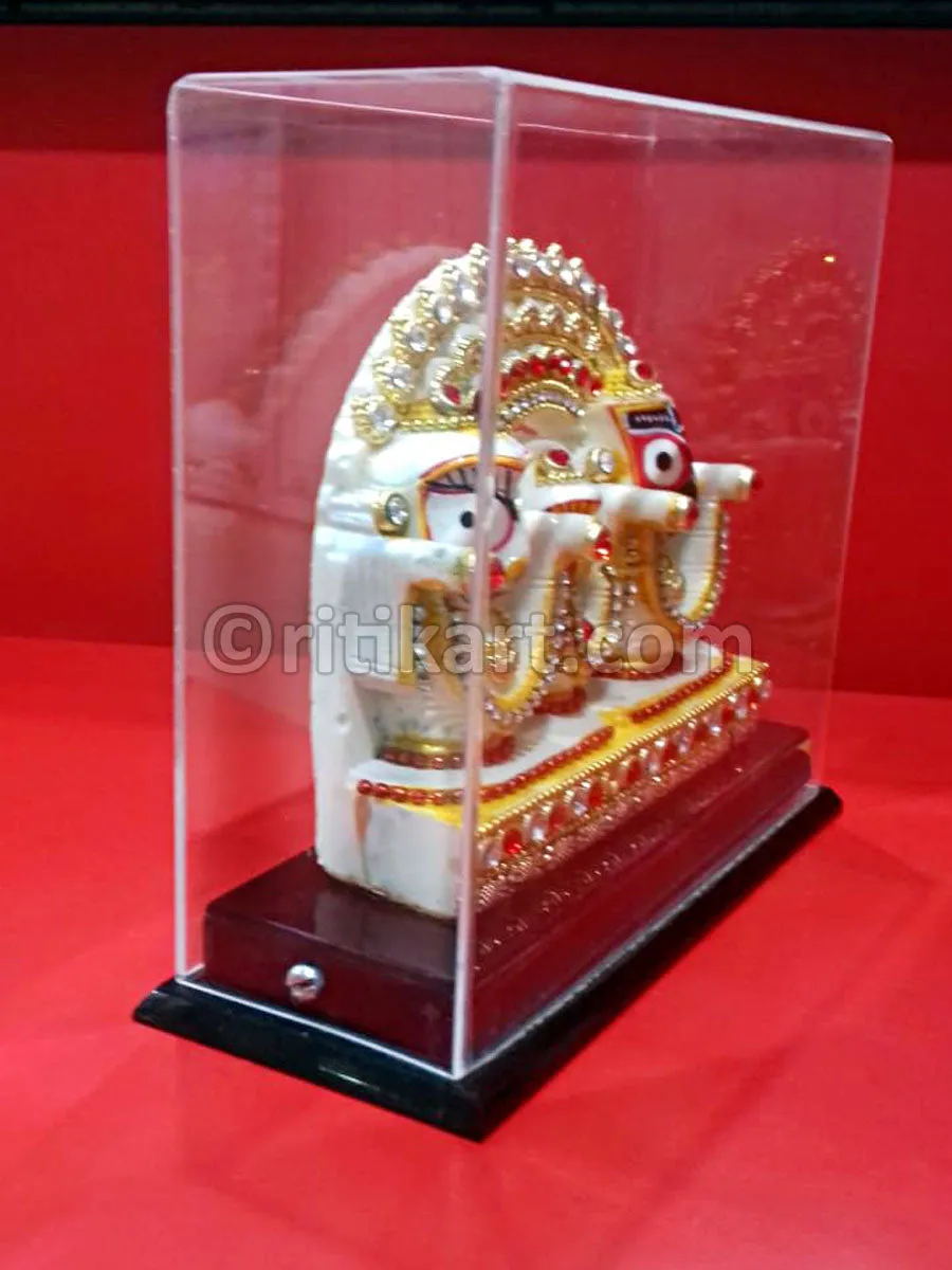 Multi Color Lord Jagannath Balabhadra And Subhadra Marble Statue