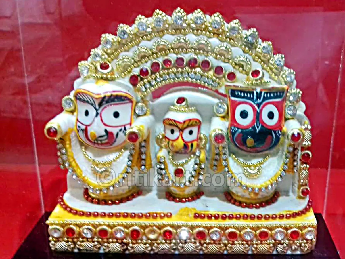 Multi Color Lord Jagannath Balabhadra And Subhadra Marble Statue