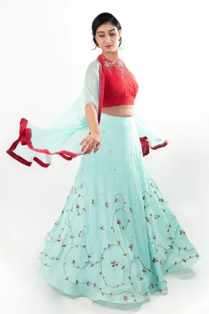 Multicolor Hand Work Lehenga Set