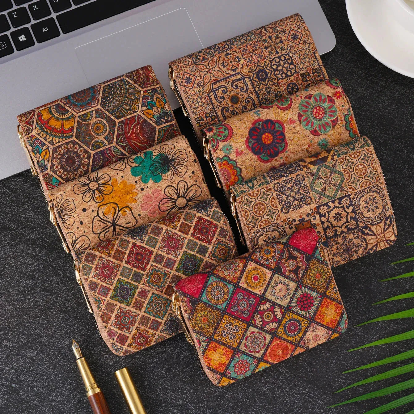 Multifunctional Bohemian style short women's wallet wood grain multi card slot wallet large capacity portable car