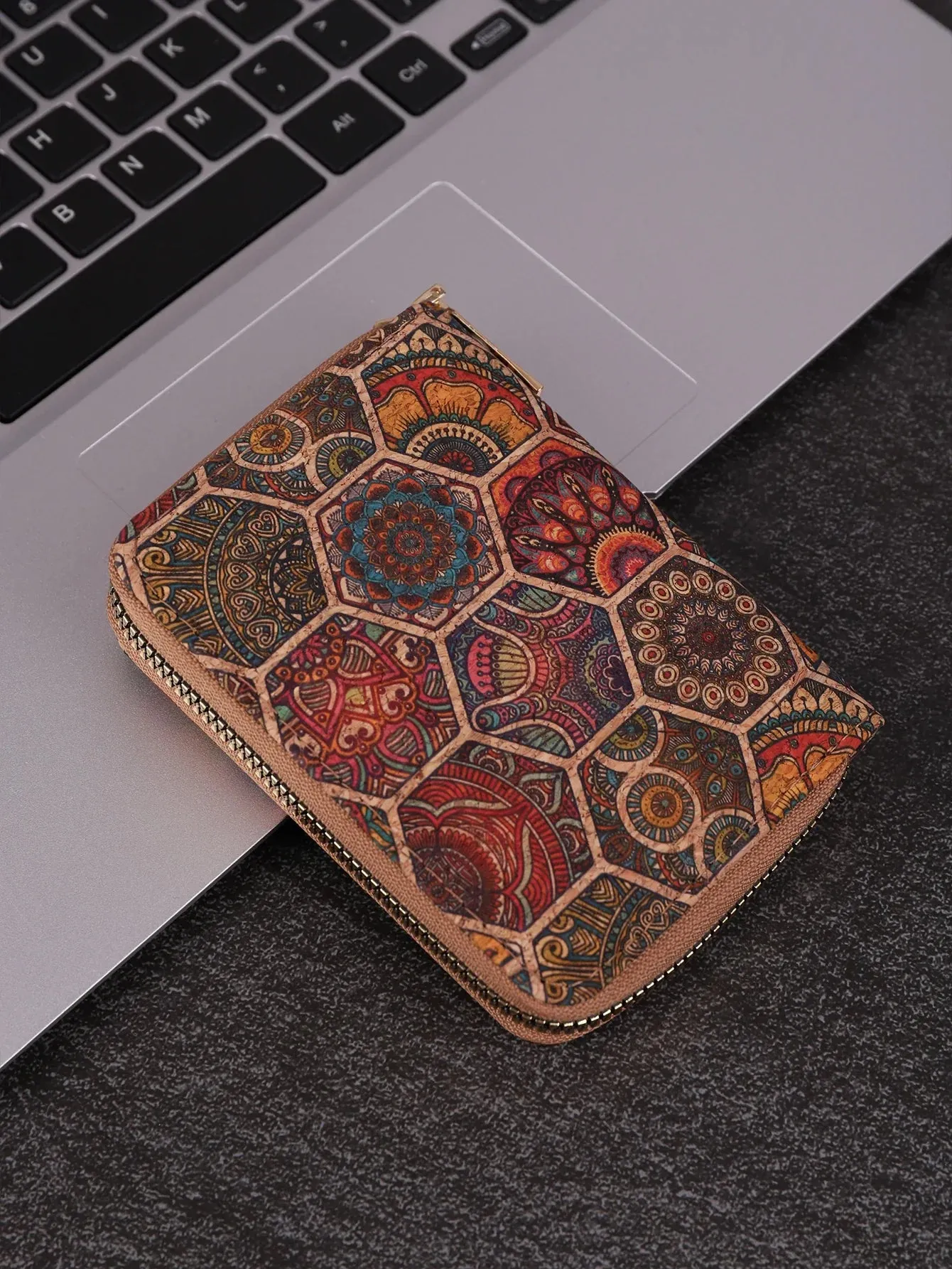 Multifunctional Bohemian style short women's wallet wood grain multi card slot wallet large capacity portable car