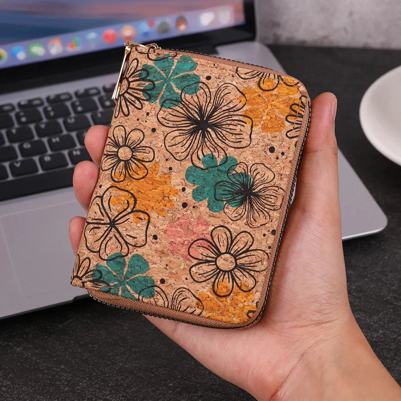 Multifunctional Bohemian style short women's wallet wood grain multi card slot wallet large capacity portable car