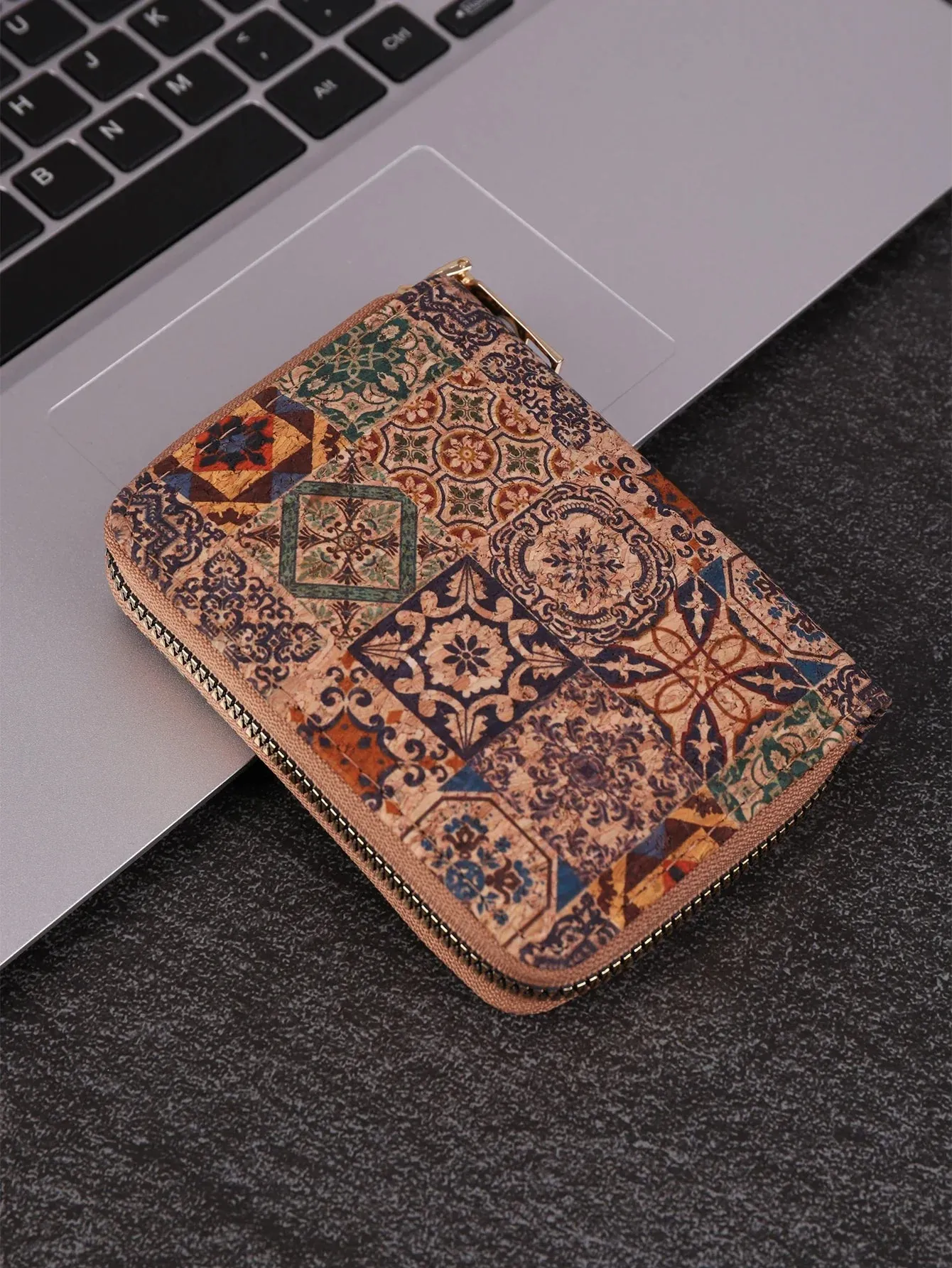 Multifunctional Bohemian style short women's wallet wood grain multi card slot wallet large capacity portable car