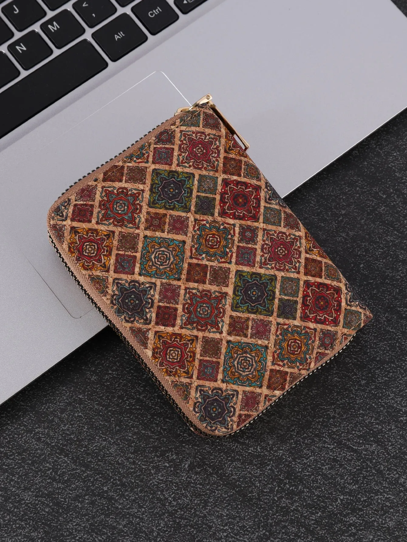 Multifunctional Bohemian style short women's wallet wood grain multi card slot wallet large capacity portable car