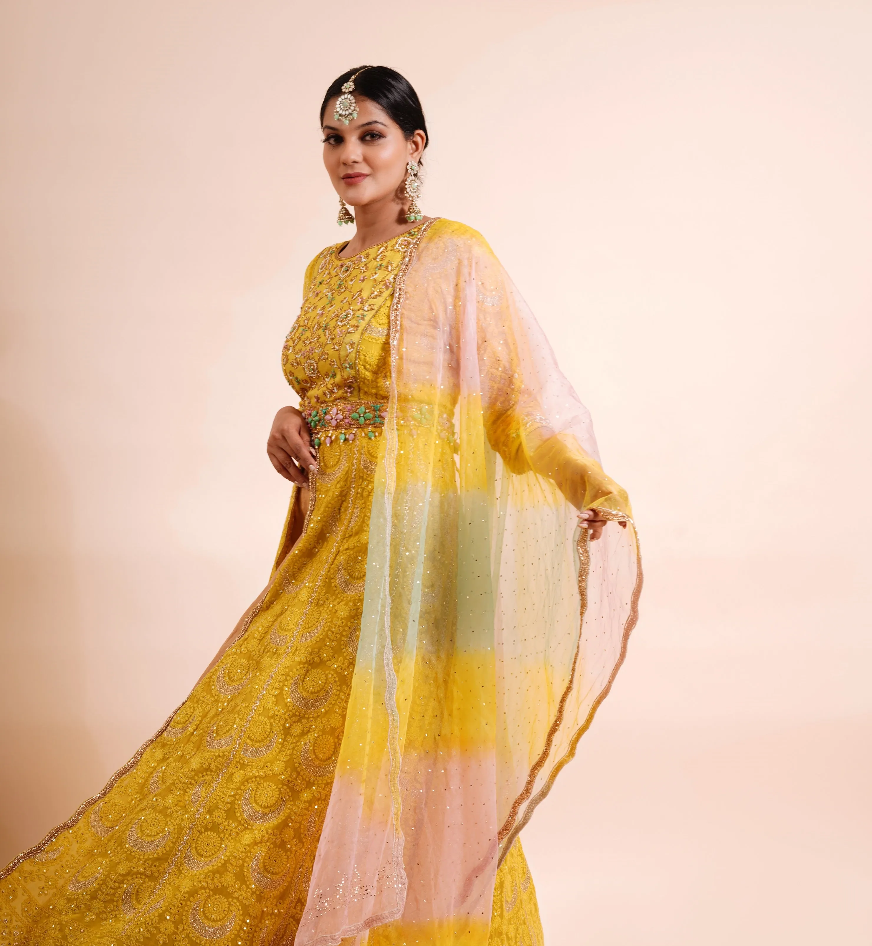 Mustard Yellow Anarkali Set