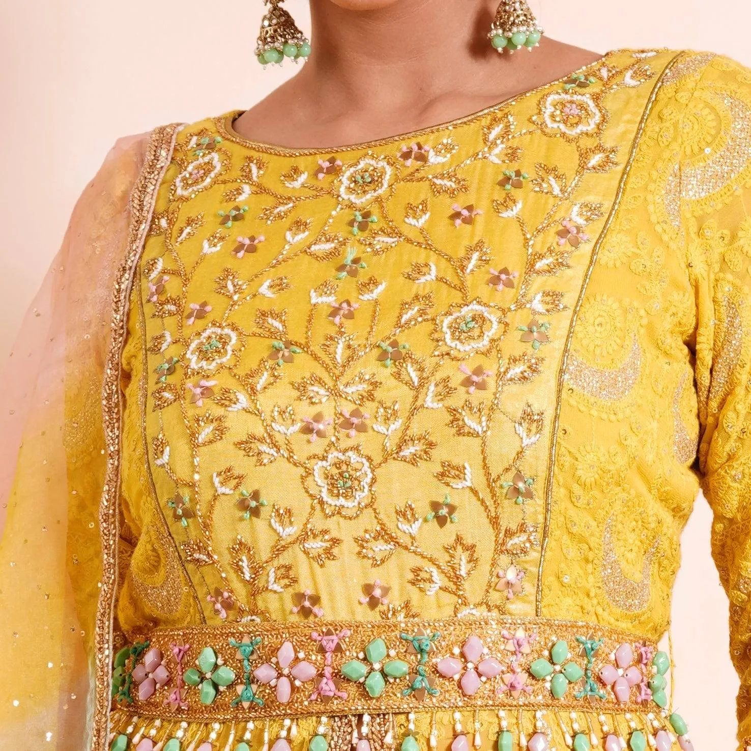 Mustard Yellow Anarkali Set