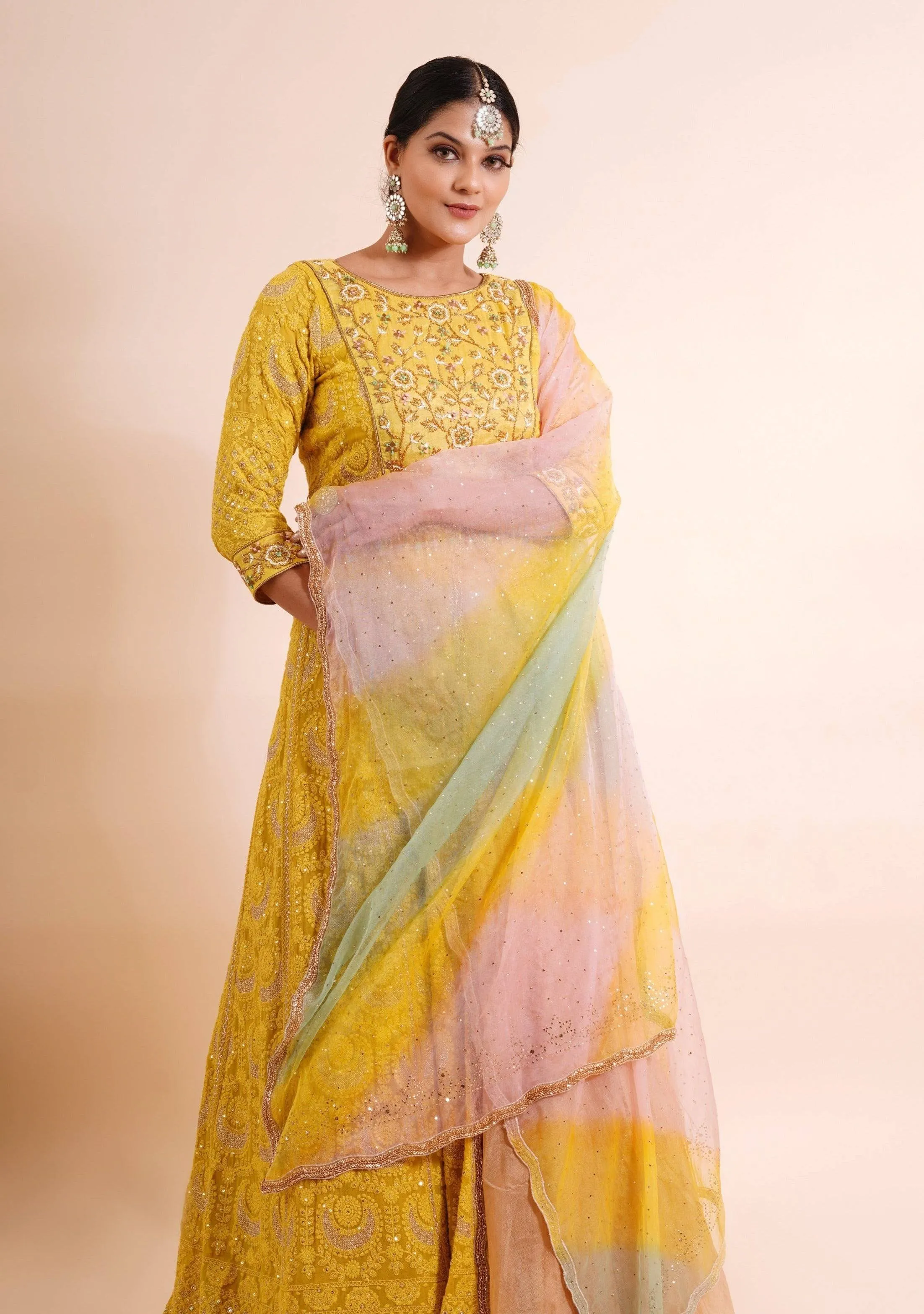 Mustard Yellow Anarkali Set