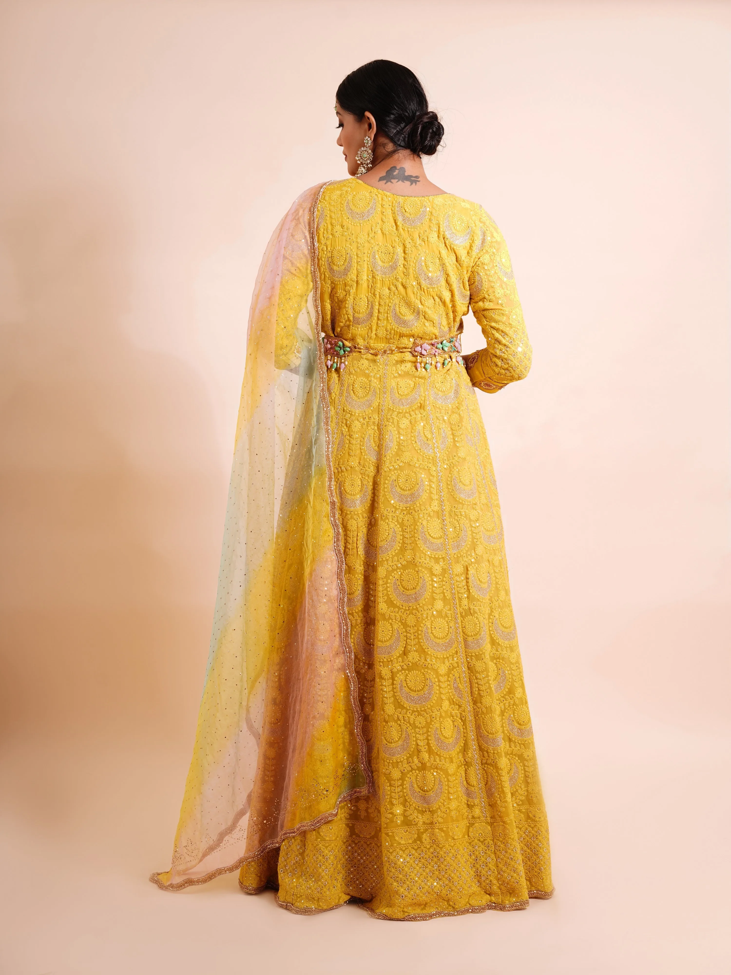 Mustard Yellow Anarkali Set