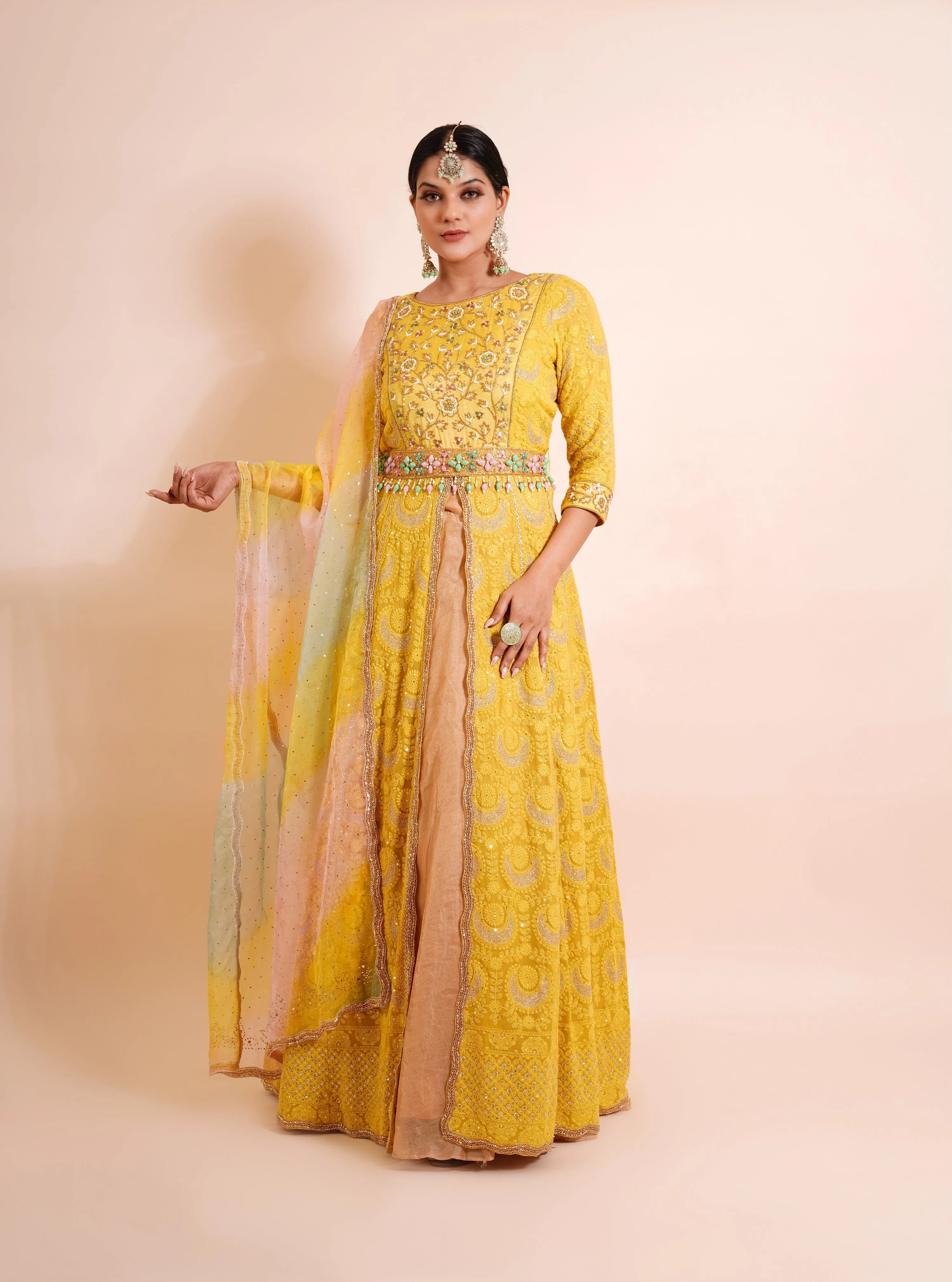 Mustard Yellow Anarkali Set